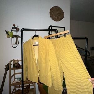 Yellow pinstripe suit